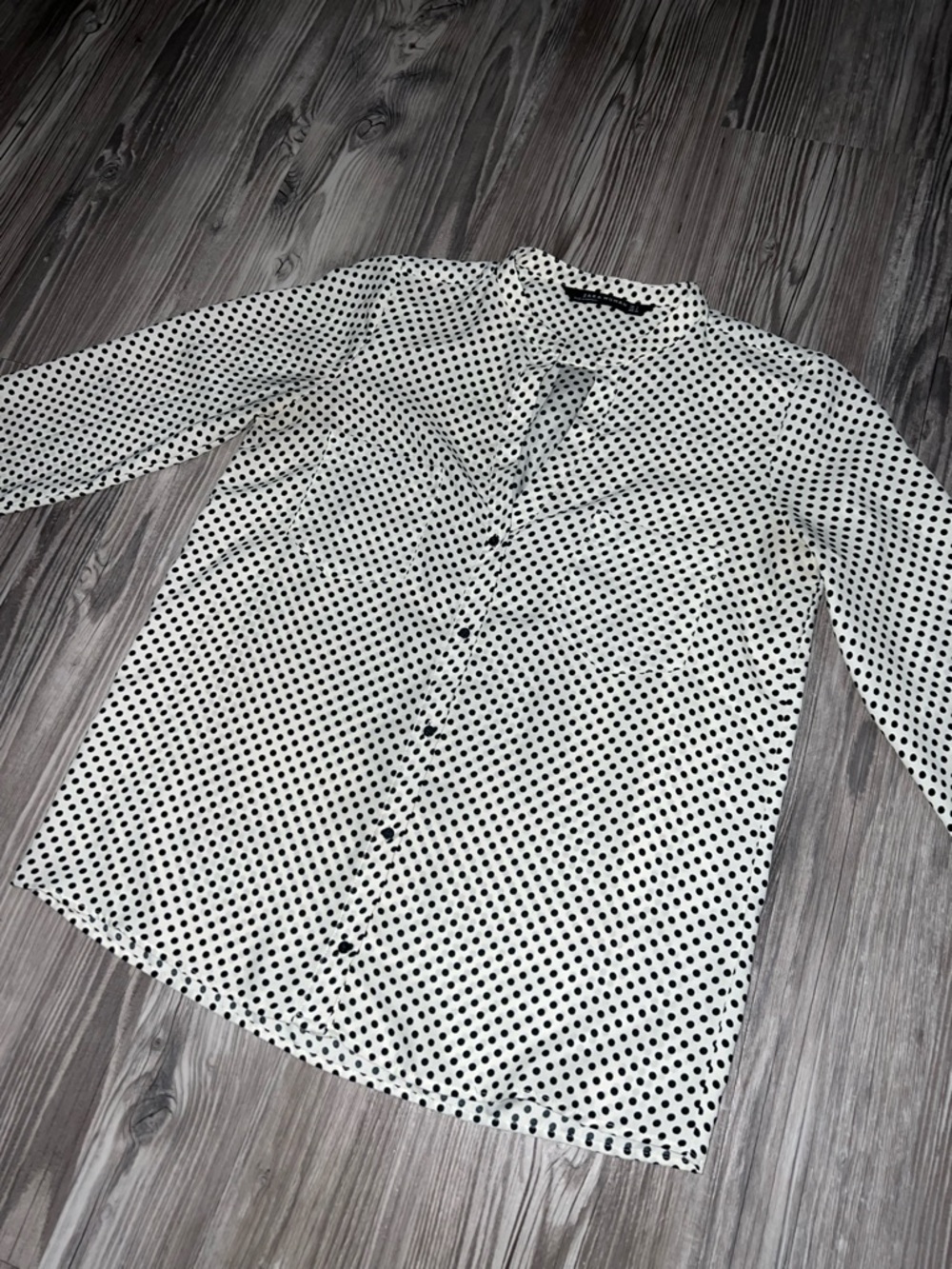 Zara White Shirt with Black Polka Dots